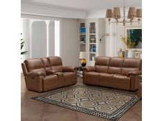 Sedrick Power Reclining Living Room Set in Spence Caramel