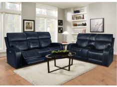 Glenwood Lay Flat Power Reclining Set in Rainer Ocean