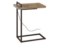 Rectangular Top Accent Table With USB Port in Weathered Pine