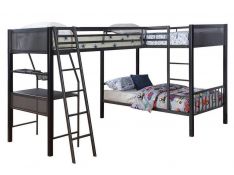 Meyers 2 Piece Twin over Twin Metal Bunk Bed Set in Black and Gunmetal