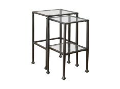 2-Piece Glass Top Nesting Tables in Black