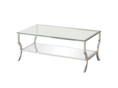 Rectangular Coffee Table With Mirrored Shelf in Chrome