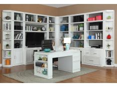 Catalina 12 Piece Corner Library Wall with Writing Desk in Cottage White