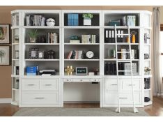 Catalina 9 Piece Workspace Library Wall in Cottage White