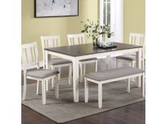 Rowan 6 Piece Dining Set in White and Grey