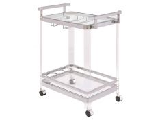 2-Tier Glass Serving Cart in Clear