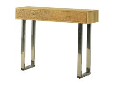 2 Drawer Console Table in Natural and Silver