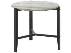 Round End Table in Faux White Marble