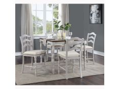 Bettina 5-Piece Counter Height Dining Set in Antique White and Weathered Oak Finish