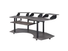 Eleazar Music Recording Studio Desk with 3 Stands in Black Oak