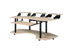 Eleazar Music Recording Studio Desk with 3 Stands in Natural Oak