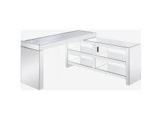 Noralie Mirrored Writing Desk with USB Port and Bookshelf