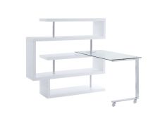 Raceloma Writing Desk with Shelf in White