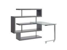 Raceloma Writing Desk with Shelf in Gray