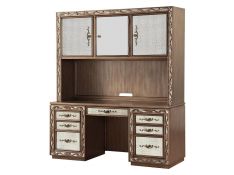 Orianne Computer Desk with Hutch in Antique Gold