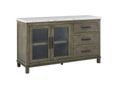 Grayson Server with White Marble Top in Dusty Honey