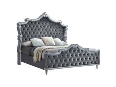 Antonella Upholstered California King Bed in Grey