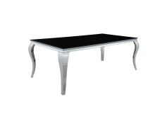 Carone Rectangular Glass Top Dining Table in Black And Chrome