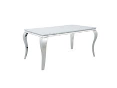 Carone Glass Top Dining Table in White And Chrome