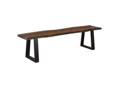 Ditman Live Edge Dining Bench in Grey Sheesham And Black