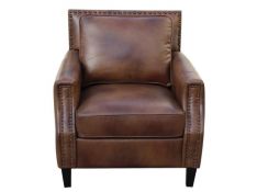 Leaton Upholstered Recessed Arm Chair in Brown Sugar