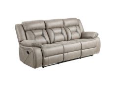 Tyson Reclining Sofa with Drop Down Table and Power Strip in Grey