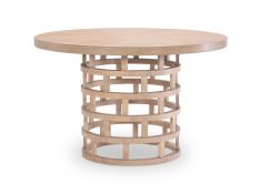 Biscayne Round Pedestal Table in Blonde Malabar