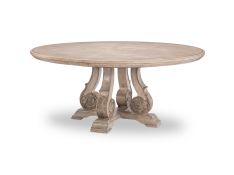 Sorona Round Pedestal Table in Aged Biscotti