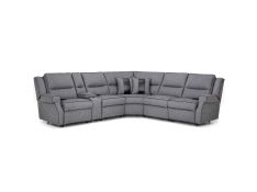 Hawkins Dual Power Reclining Sectional with Wand and Storage Console in Grayson Granite