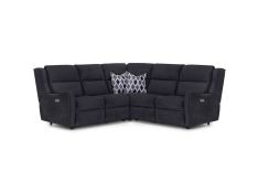 Theory Power Reclining Sectional with Power Headrest in Bravado Caviar