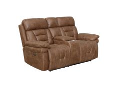 Brock Dual Power Reclining Console Loveseat in Cinnamon