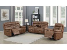 Brock Dual Power Reclining Living Room Set in Cinnamon