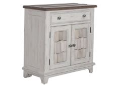 River Place Accent Cabinet in Riverstone White and Tobacco