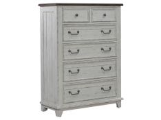 River Place 6 Drawer Chest in Riverstone White and Tobacco