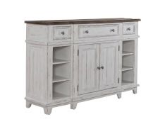 River Place Breakfront Server in Riverstone White and Tobacco