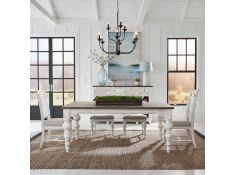 River Place Rectangular Dining Set in Riverstone White and Tobacco