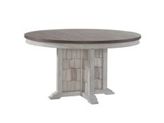 River Place Round Pedestal Table in Riverstone White and Tobacco