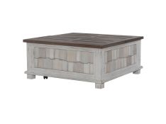 River Place Lift Top Storage Cocktail Table in Riverstone White and Tobacco