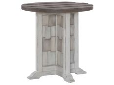 River Place Round Chairside Table in Riverstone White and Tobacco