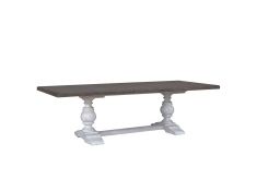 River Place Trestle Dining Table in Riverstone White and Tobacco