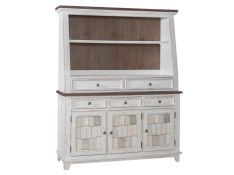 River Place Server and Hutch in Riverstone White and Tobacco