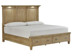 Lynnfield King Lighted Panel Storage Bed in Weathered Fawn