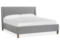 Lindon Queen Upholstered Island Bed in Grey