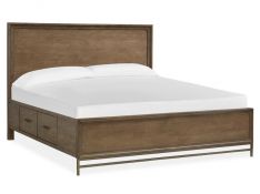 Lindon Queen Panel Bed with Storage Rails in Belgian Wheat