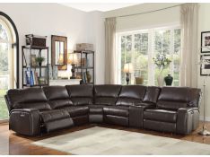 Saul Power Motion Sectional Sofa in Espresso