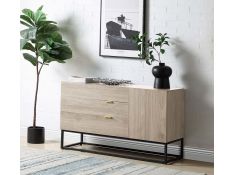 Walden Console Table in Rustic Oak and Black