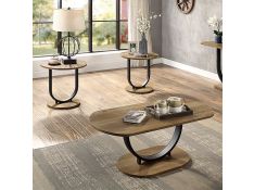 Olbia 3-Piece Coffee Table Set in Rustic Oak and Sand Black