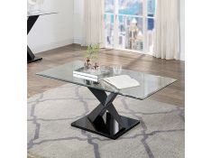 Xanthus Coffee Table with Clear Tempered Glass Top in Black