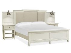 Willowbrook King Wall Bed with Upholstered Headboard in Egg Shell White