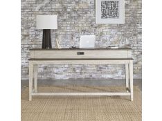 Ivy Hollow Drawer Console Bar Table in Weathered Linen with Dusty Taupe Top